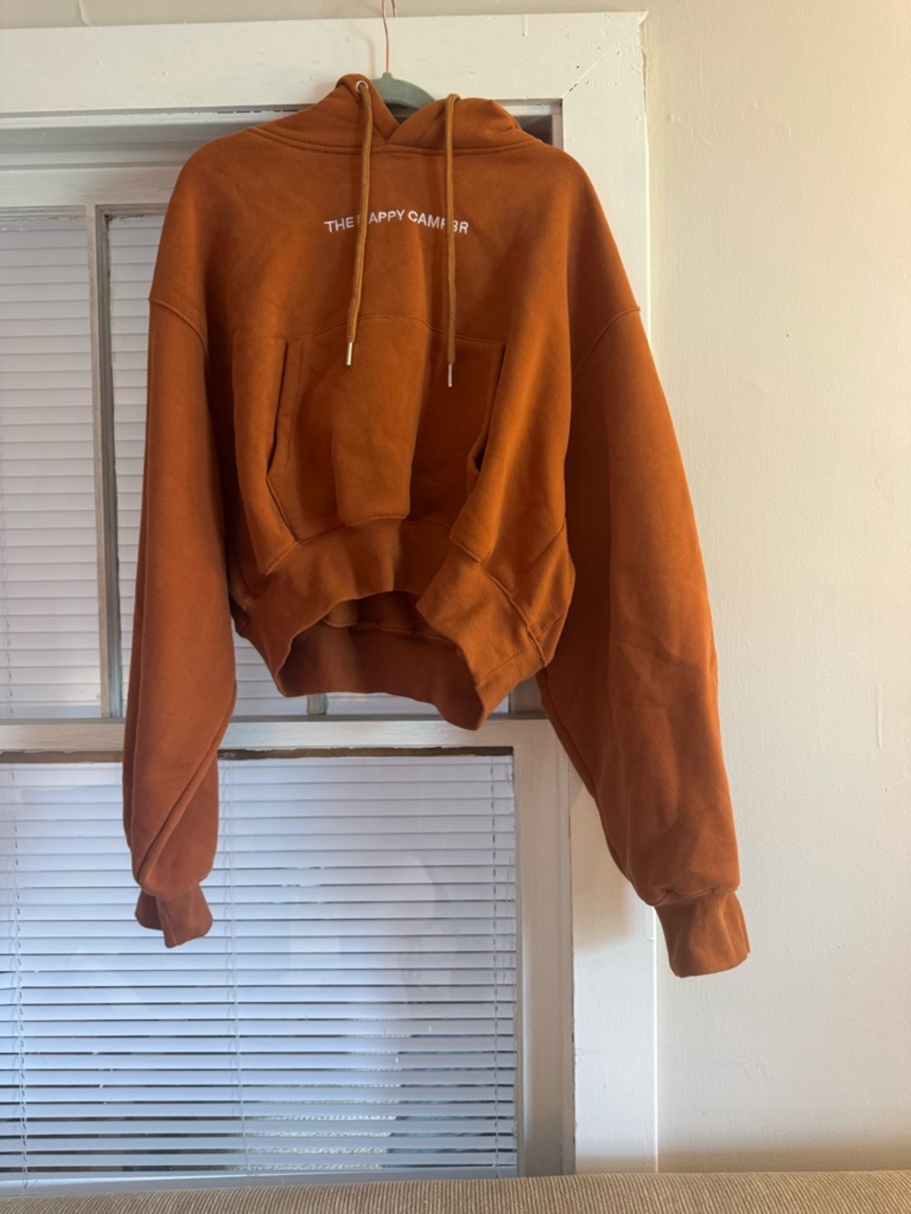 Happy Camper Rust Cropped Hoodie Sweatshirt -